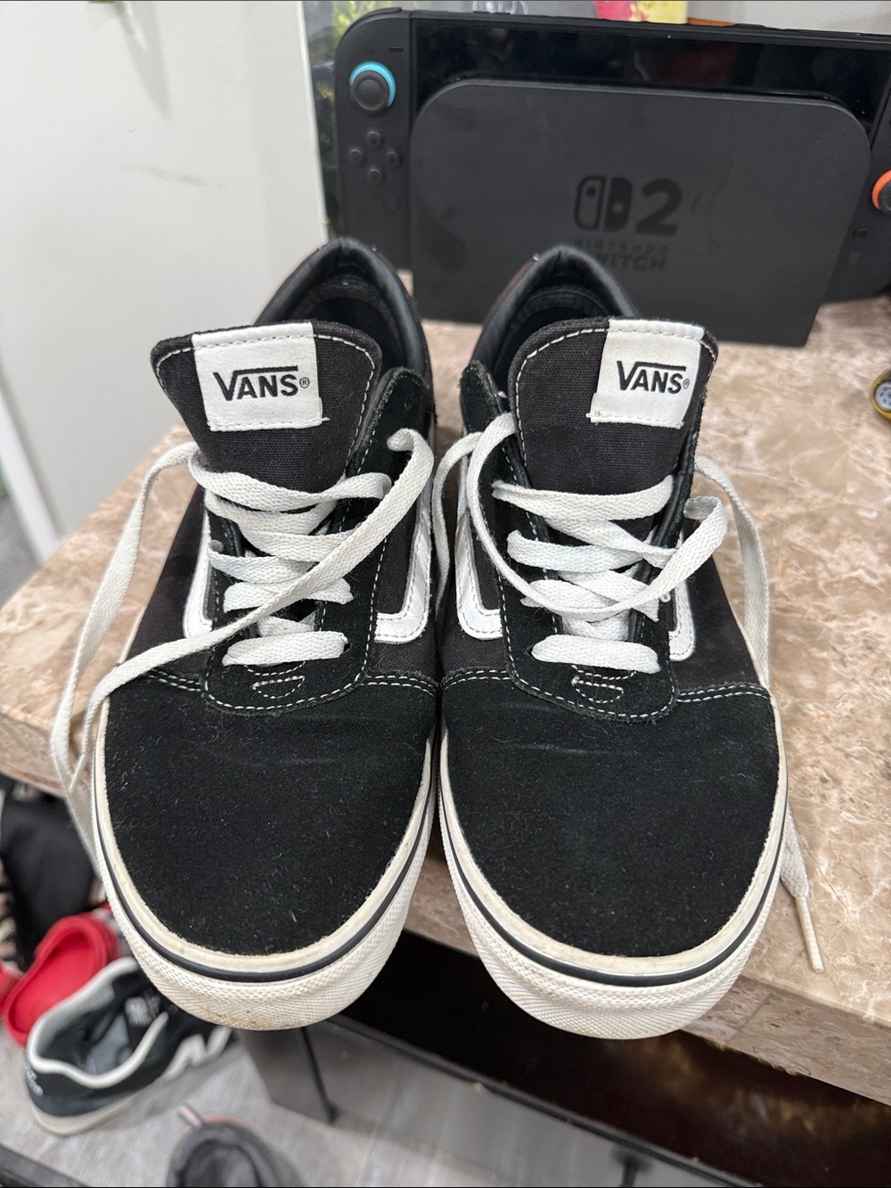 Vans Black and White Low-Top Skate shoes